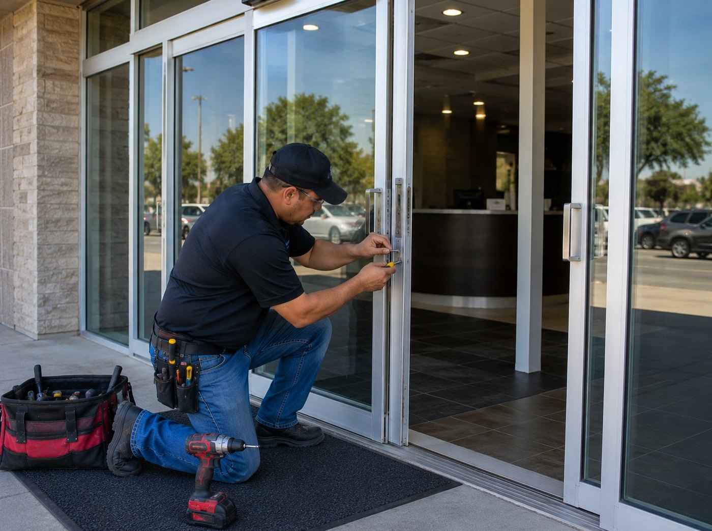 Commercial sliding door repair service