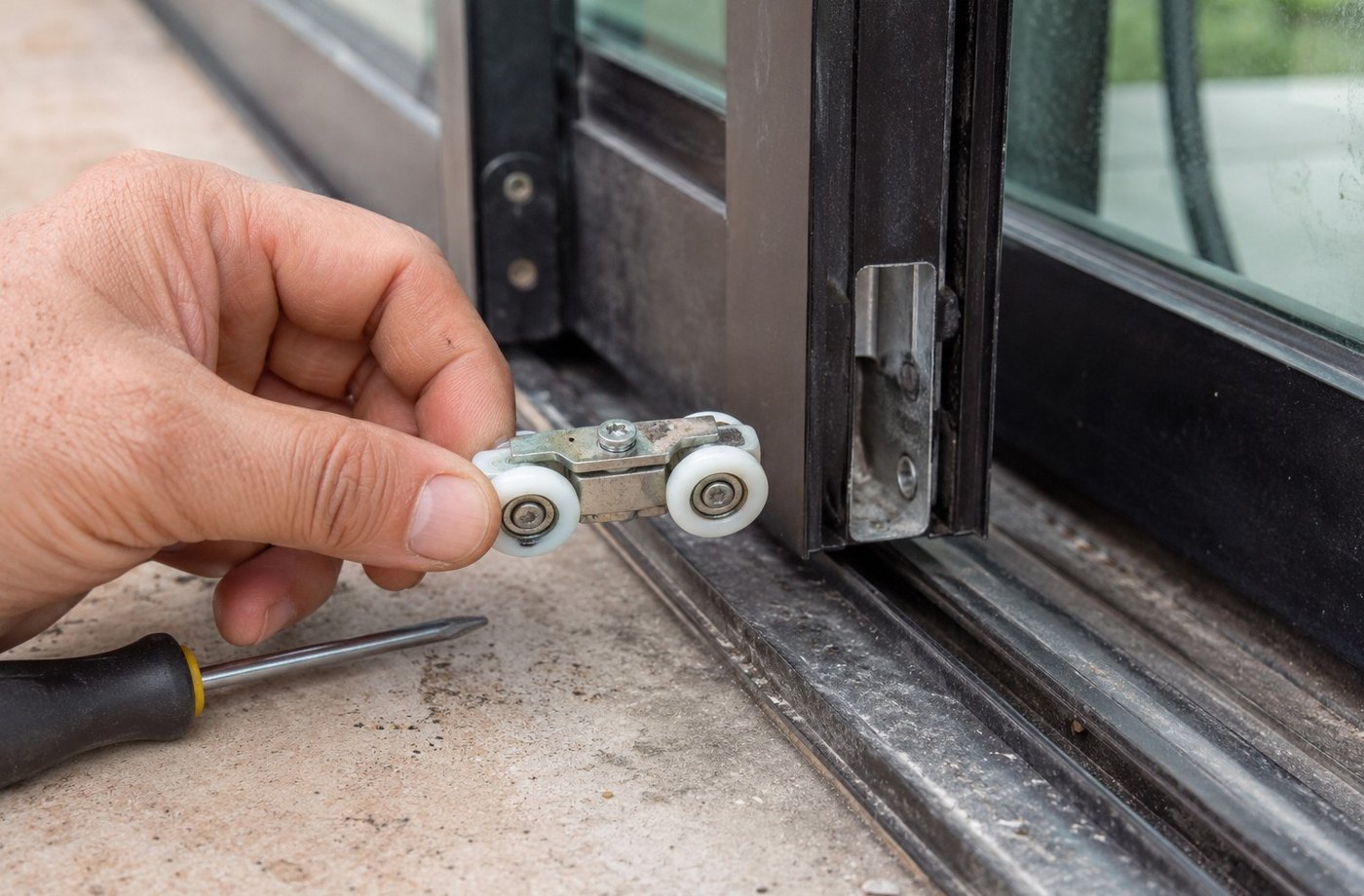 Sliding glass door roller replacement service in South Florida
